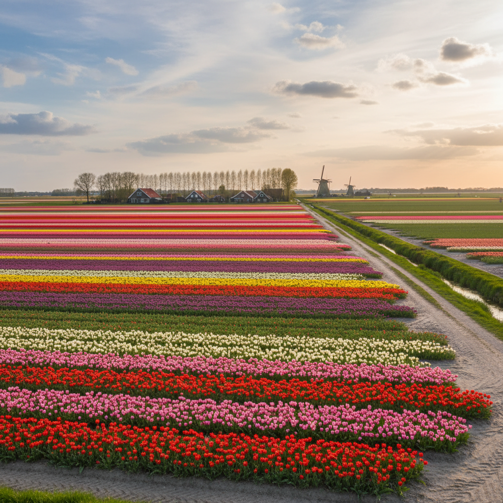 Explorez les Champs de Fleurs en Hollande : Un Spectacle Éblouissant de Couleurs Image pour champ de fleurs en hollande
