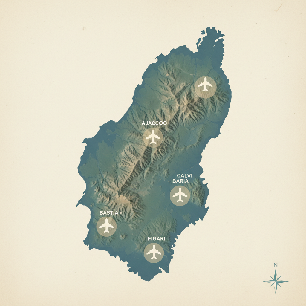 Carte des aéroports en Corse : visualisez en un coup d’œil le meilleur point d’arrivée Image pour carte aeroport corse